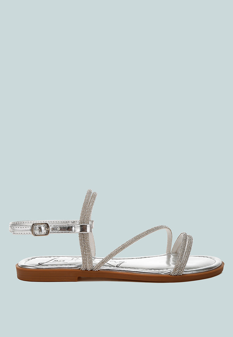 rhinestone strappy flat sandals by rag#color_silver