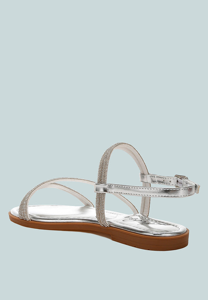 rhinestone strappy flat sandals by rag#color_silver