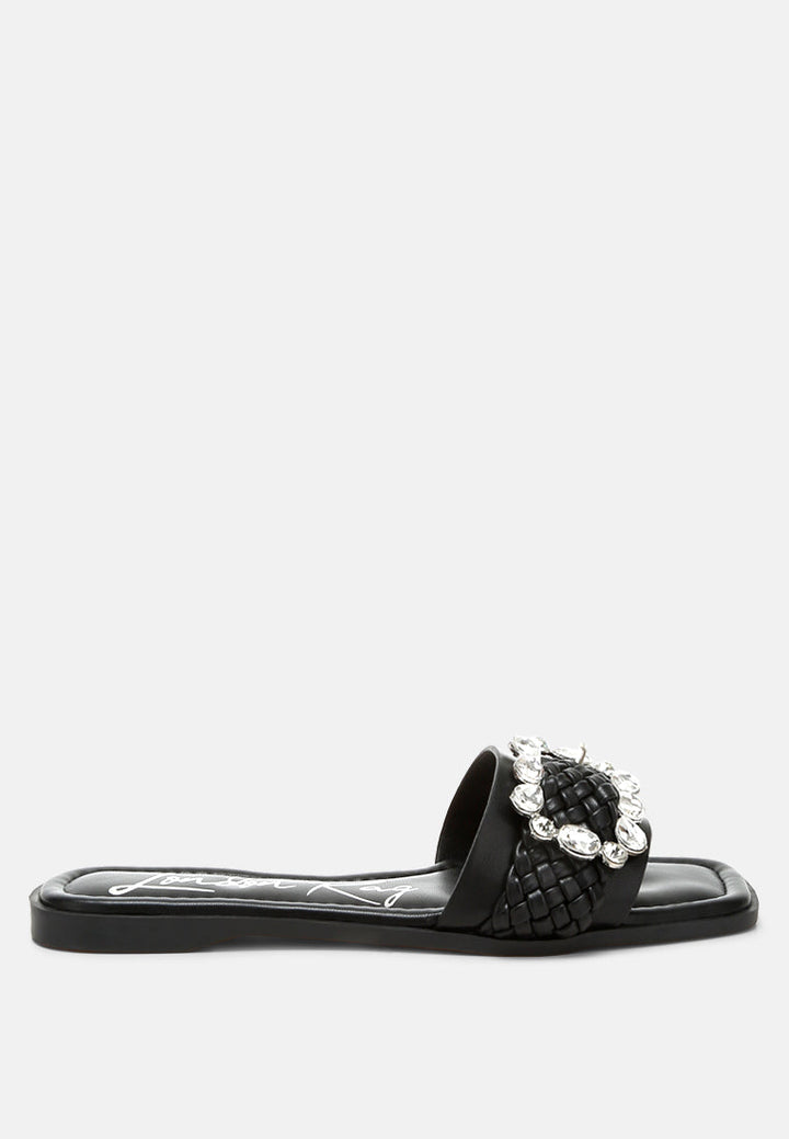 diamante flat sandals by rag#color_black