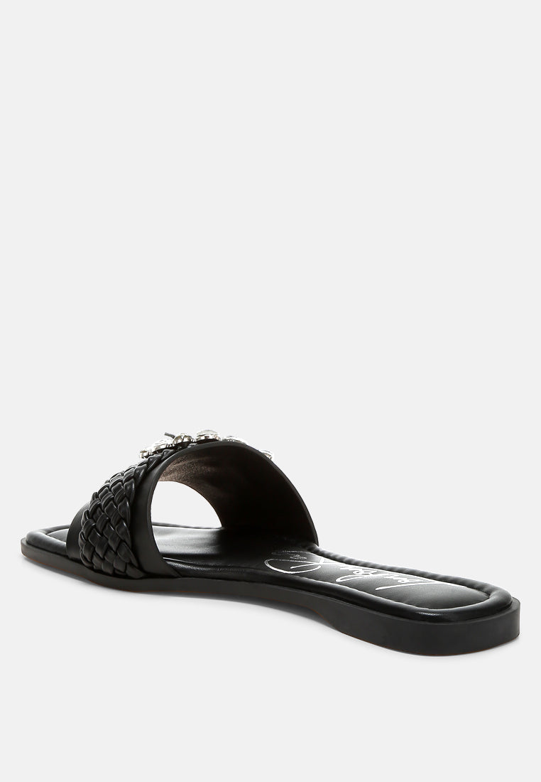 diamante flat sandals by rag#color_black