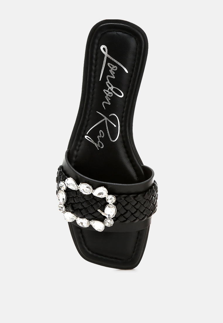 diamante flat sandals by ruw color_black