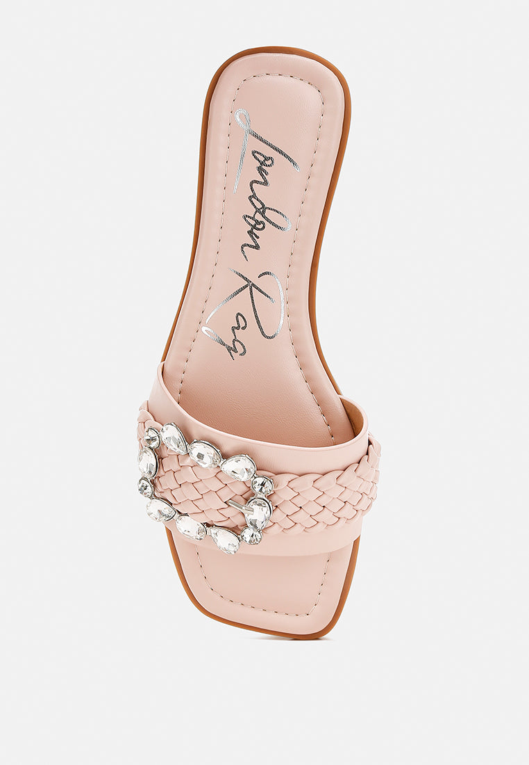 diamante flat sandals by ruw color_pink