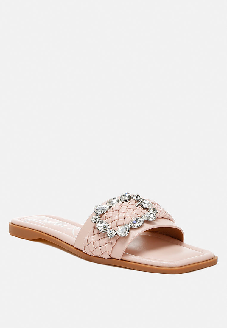 diamante flat sandals by ruw color_pink