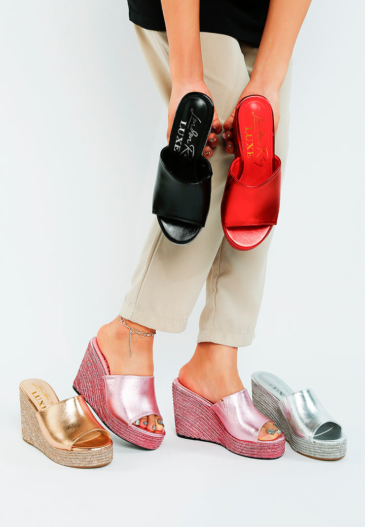 wedge heel peep toe sandals by rag#color_black