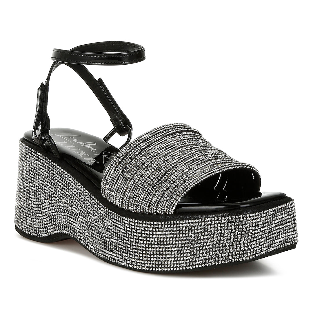 swifties rhinestone embellished lace-up sandals#color_black