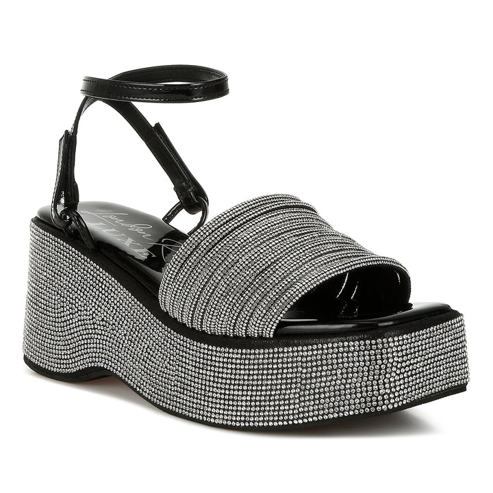 swifties rhinestone embellished lace-up sandals#color_black