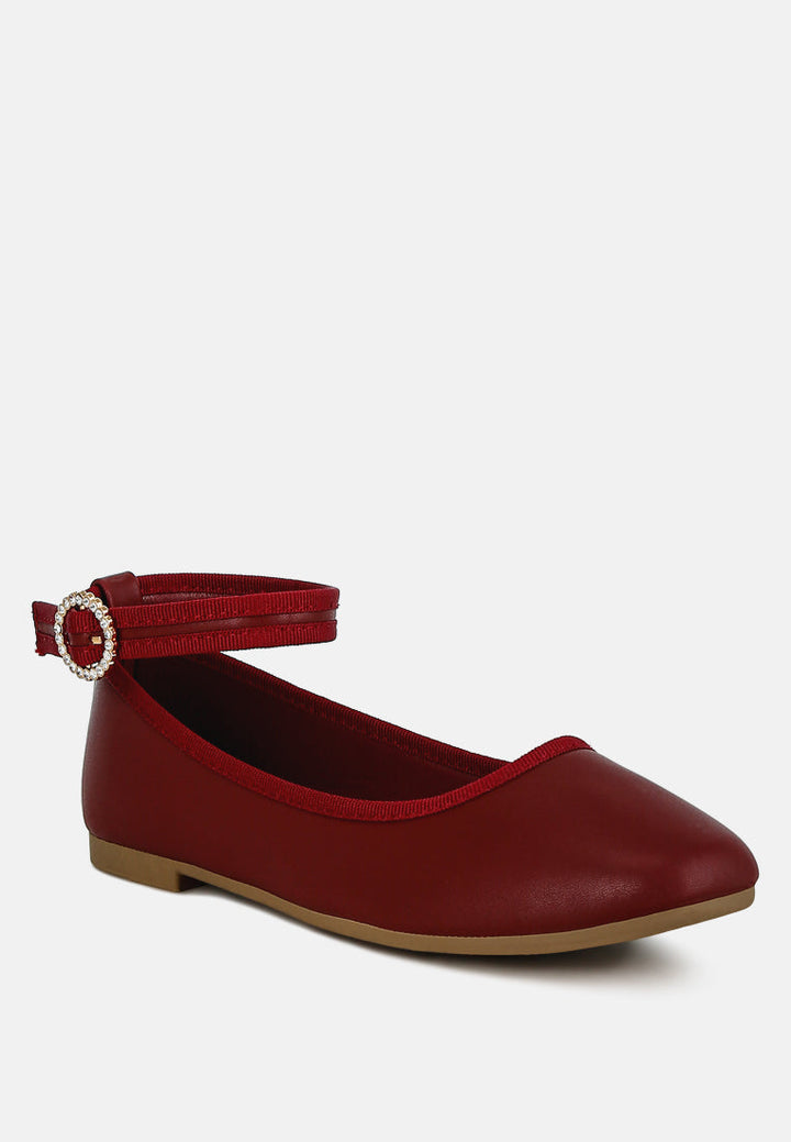 ankle strap detail ballet flats by rag#color_burgundy