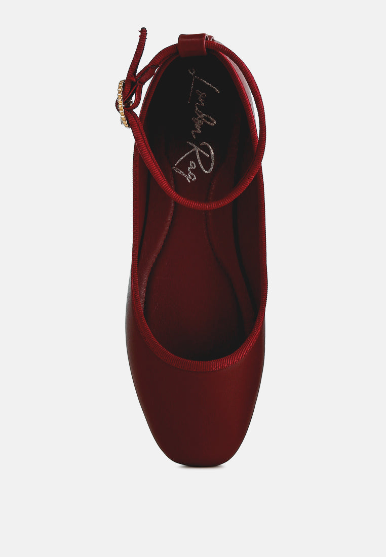 ankle strap detail ballet flats by rag#color_burgundy