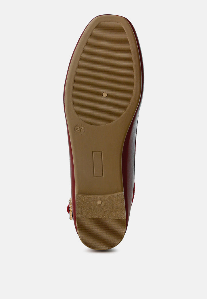 ankle strap detail ballet flats by mode#color_burgundy