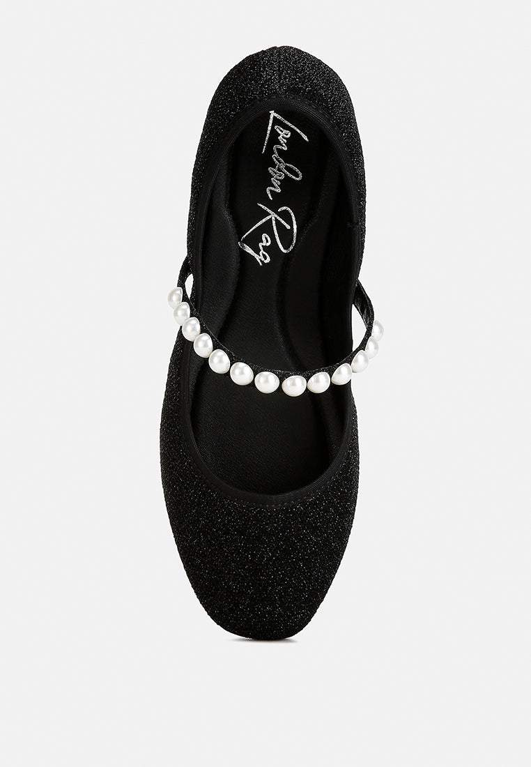 pearl strapped glitter ballerinas by mode#color_black