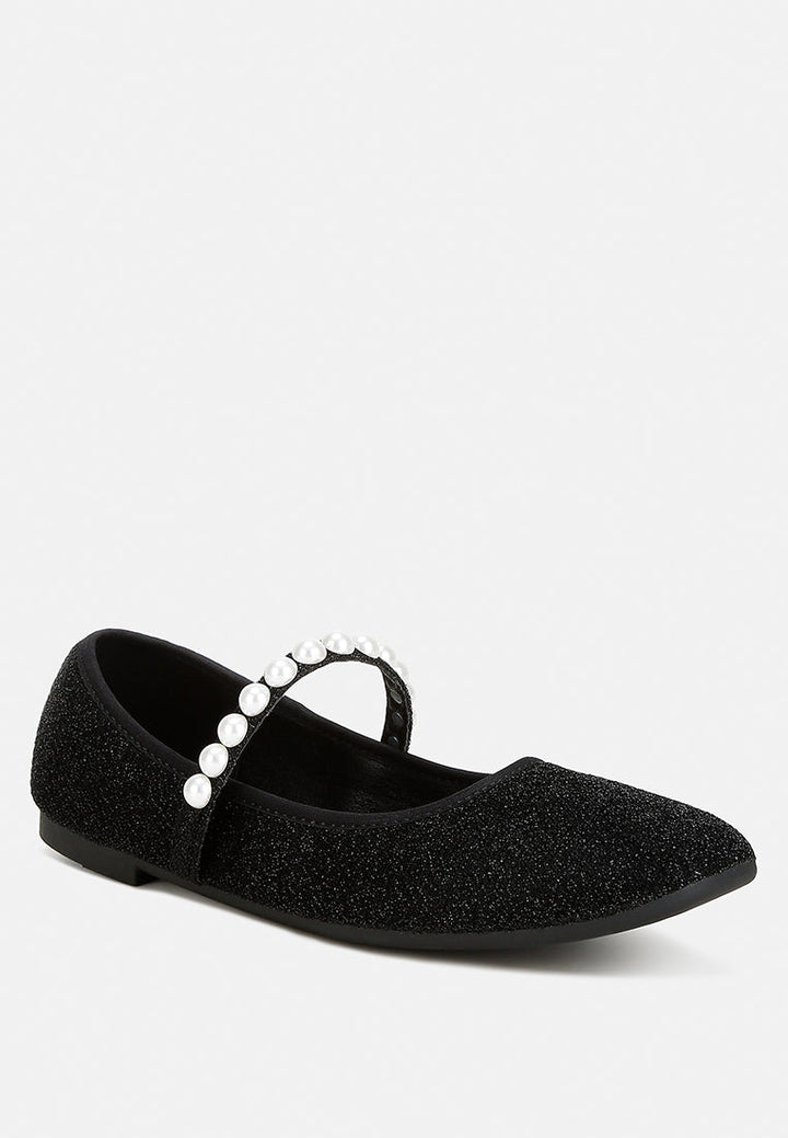 pearl strapped glitter ballerinas by mode#color_black