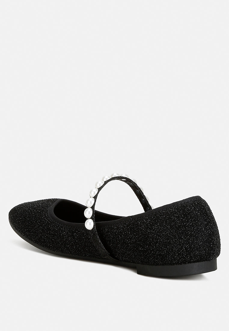 pearl strapped glitter ballerinas by mode#color_black