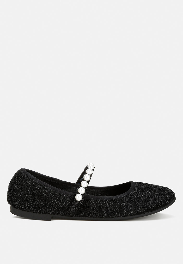 pearl strapped glitter ballerinas by mode#color_black