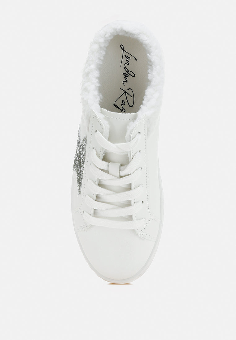 fur collar slip on sneakers by RUW#colour_white