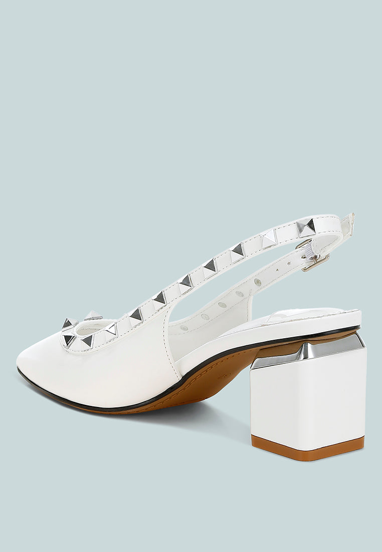 stud embellished slingback sandals by ruw#color_white