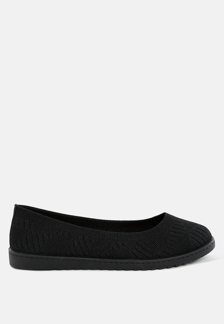 lubna knitted flat ballet flats#color_black