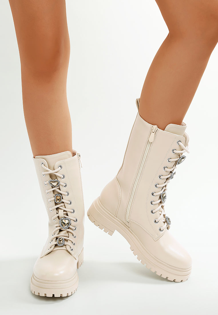 rhinestone jewelled chunky boots by mode#color_beige