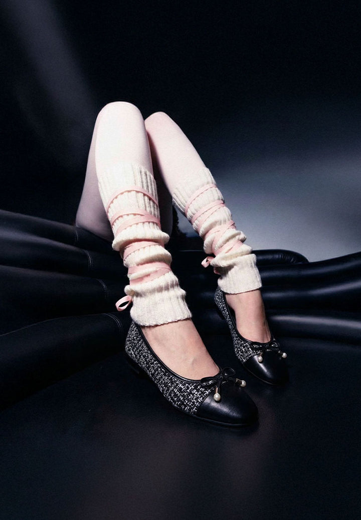 boucle pearl bow ballerinas by ruw#color_black