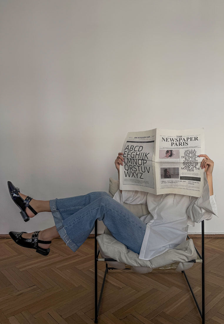 betula eyelets & buckle detail flats#color_black