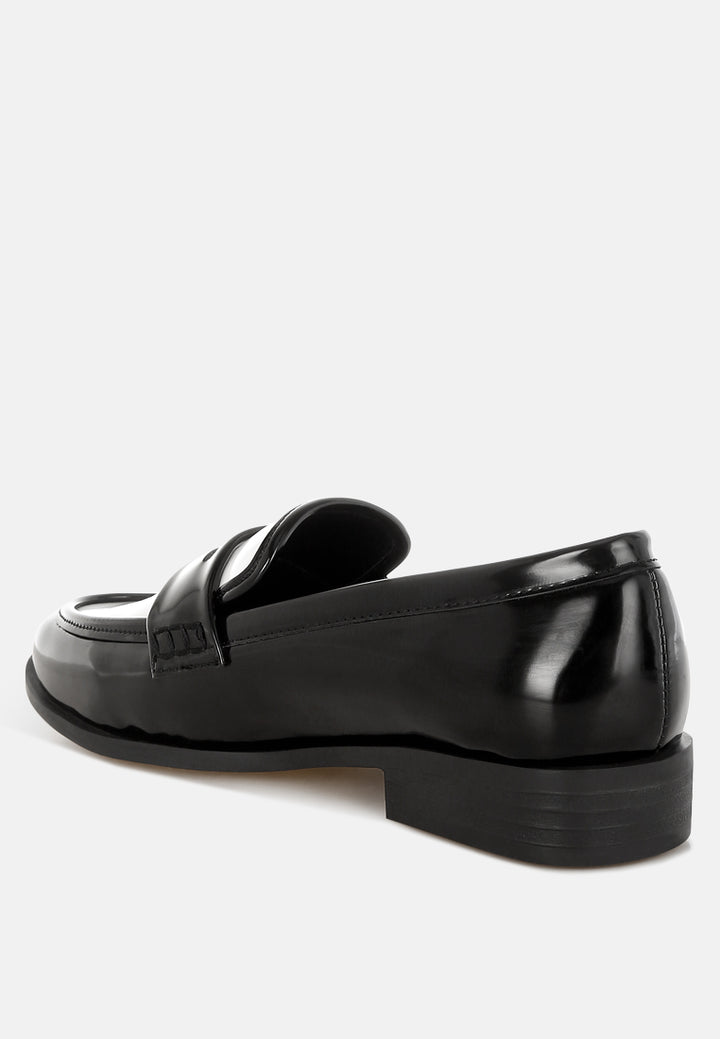 bugle duo tone penny loafers#color_black-white