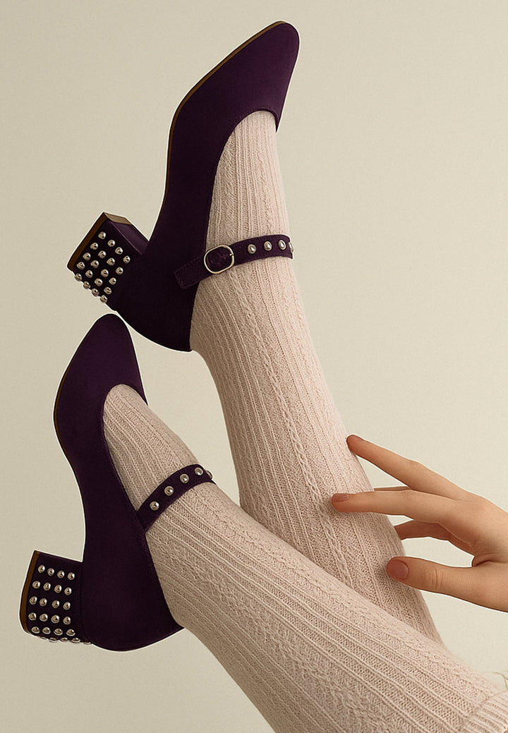 studded mary jane pumps by ruw#color_purple
