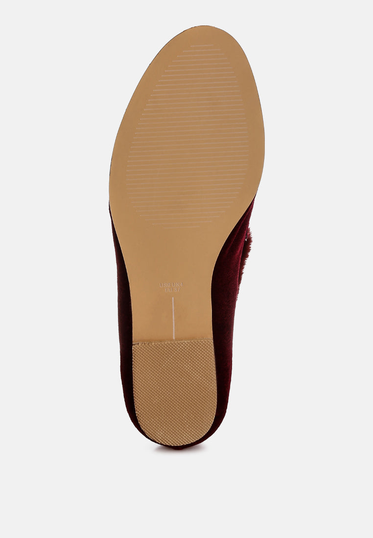 Fur Detail Velvet Loafers By RAG