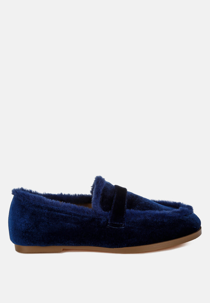 Fur Detail Velvet Loafers By RAG