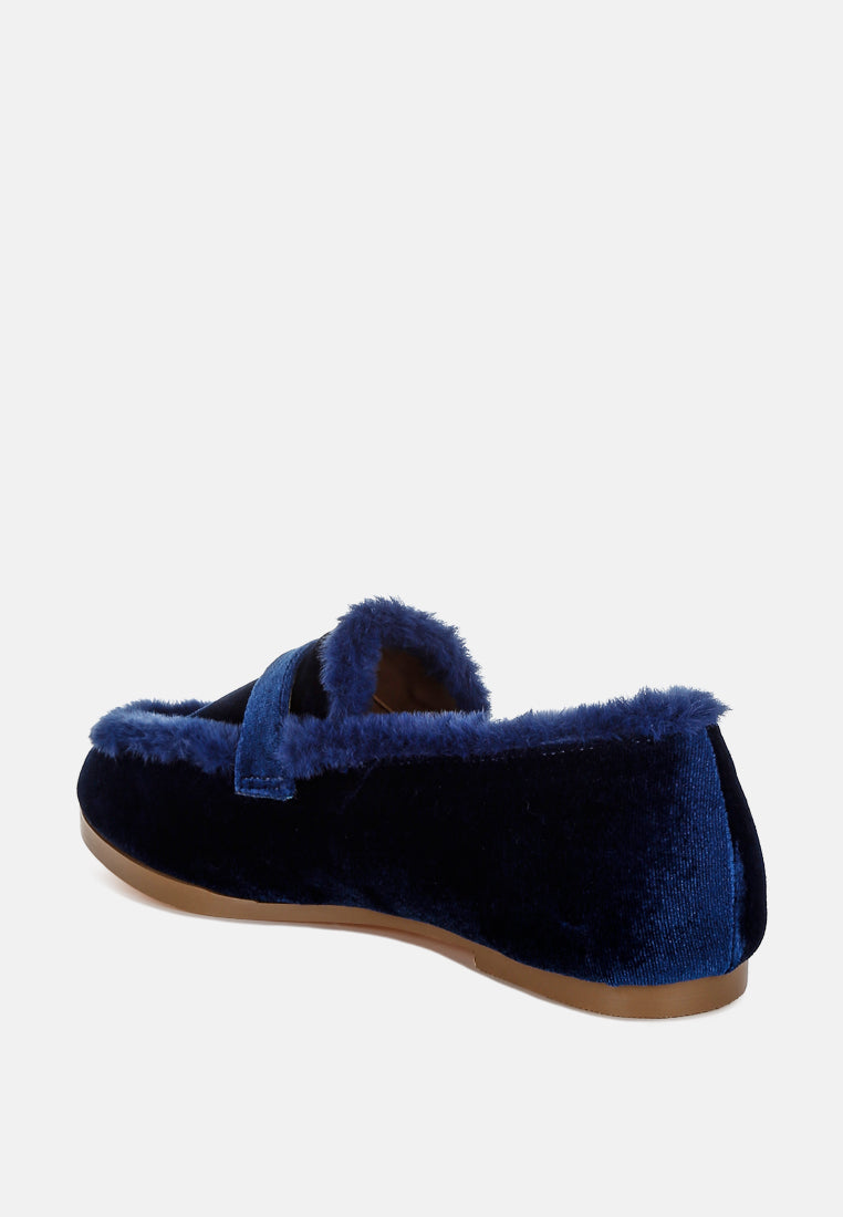 Fur Detail Velvet Loafers By RAG