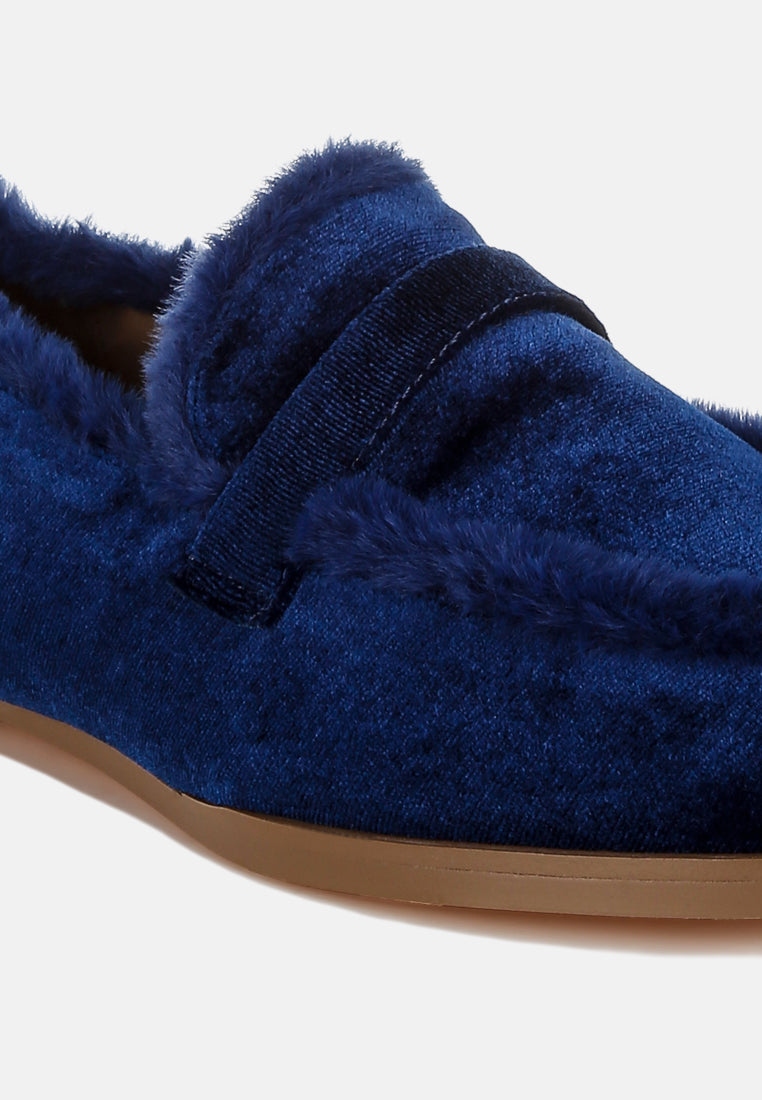 Fur Detail Velvet Loafers By RAG
