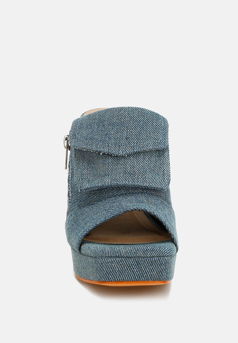 denim pouch detail sandals by ruw#color_denim