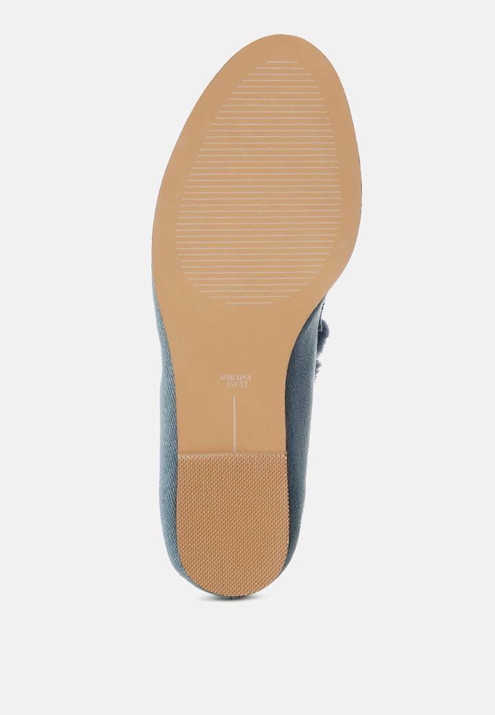 fur detail denim loafers by rag#color_blue