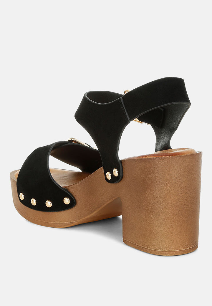 real suede leather clog sandals by mode#color_black