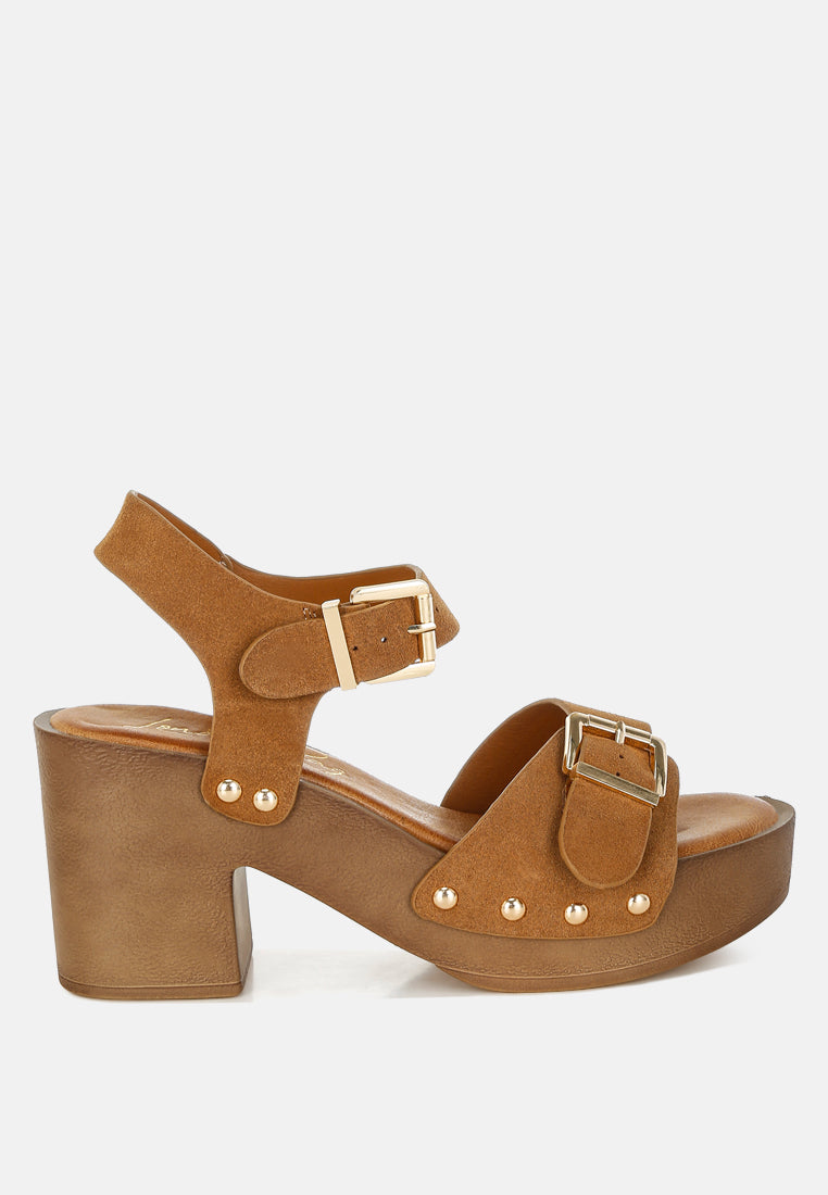 lhasa real suede leather clog sandals by mode#color_tan
