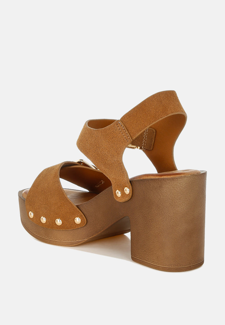 lhasa real suede leather clog sandals by mode#color_tan