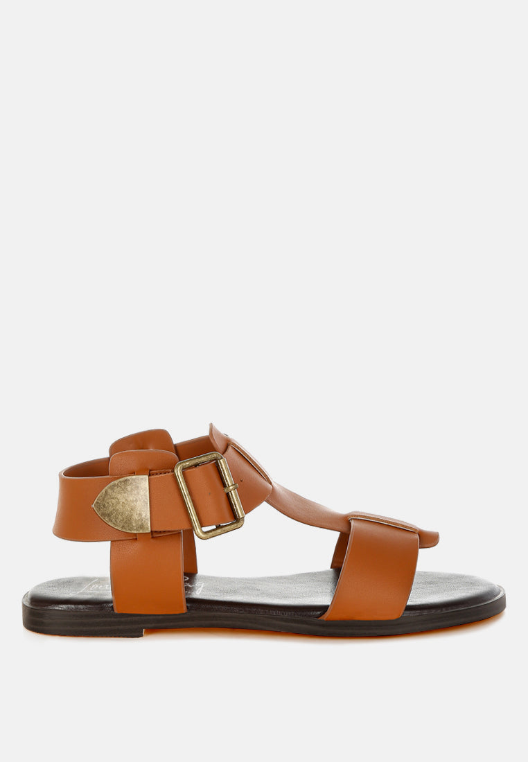 gladiator flat sandals by ruw#color_tan