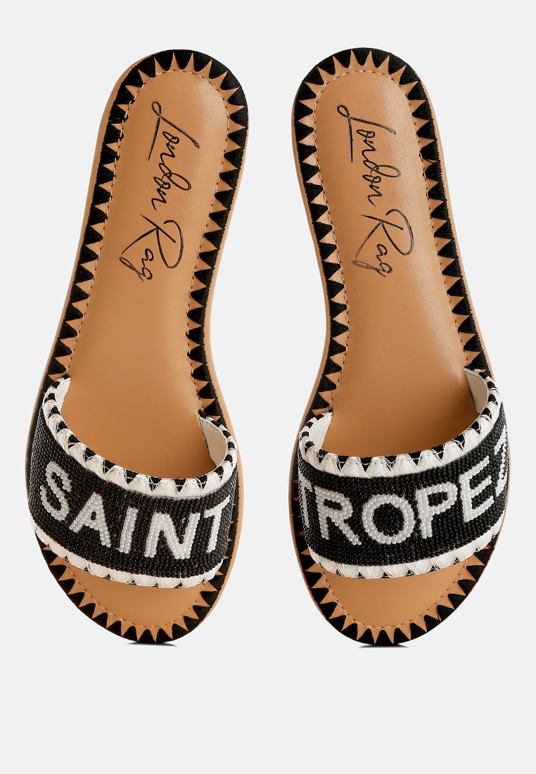 getaway beaded saint tropez flat slip ons#color_black