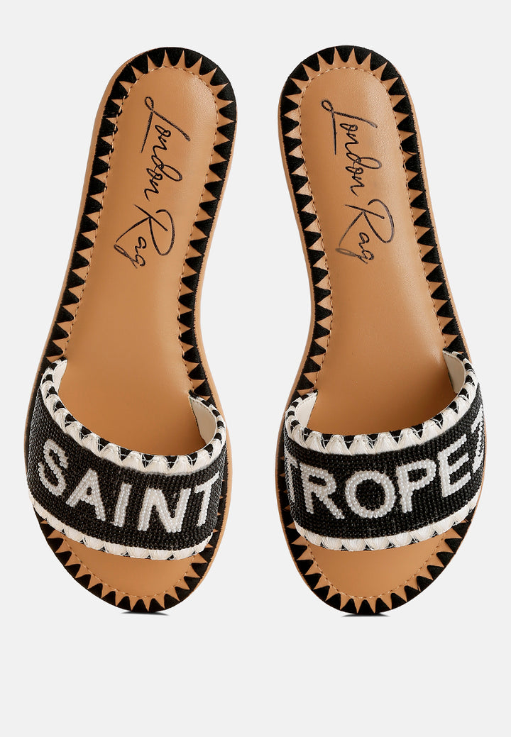 getaway beaded saint tropez flat slip ons#color_black