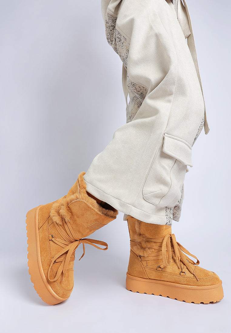noaya chunky faux fur snow boots#color_tan