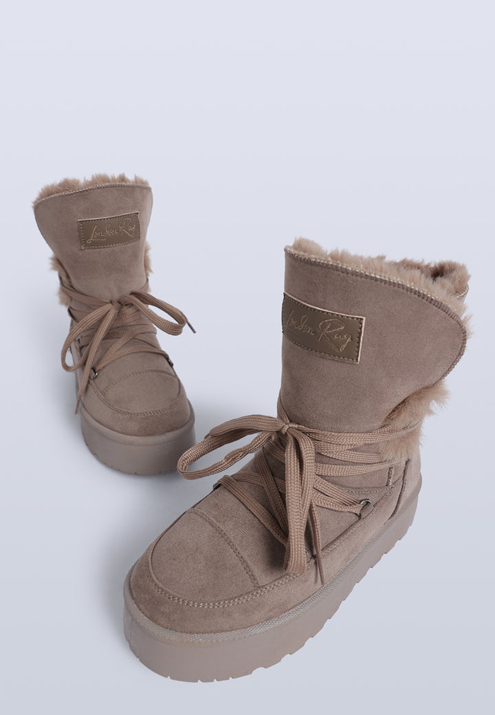 noaya chunky faux fur snow boots#color_taupe