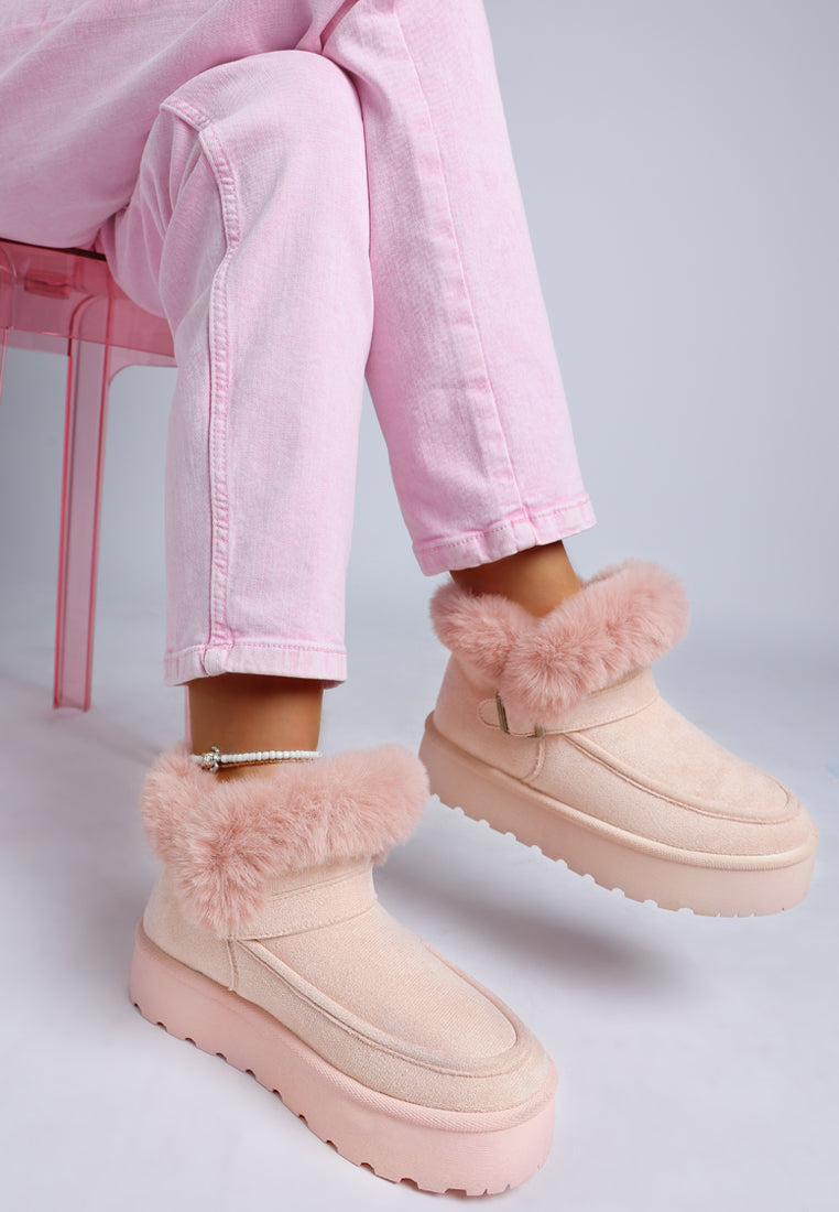 linka pin buckle detail snow boots#color_pink
