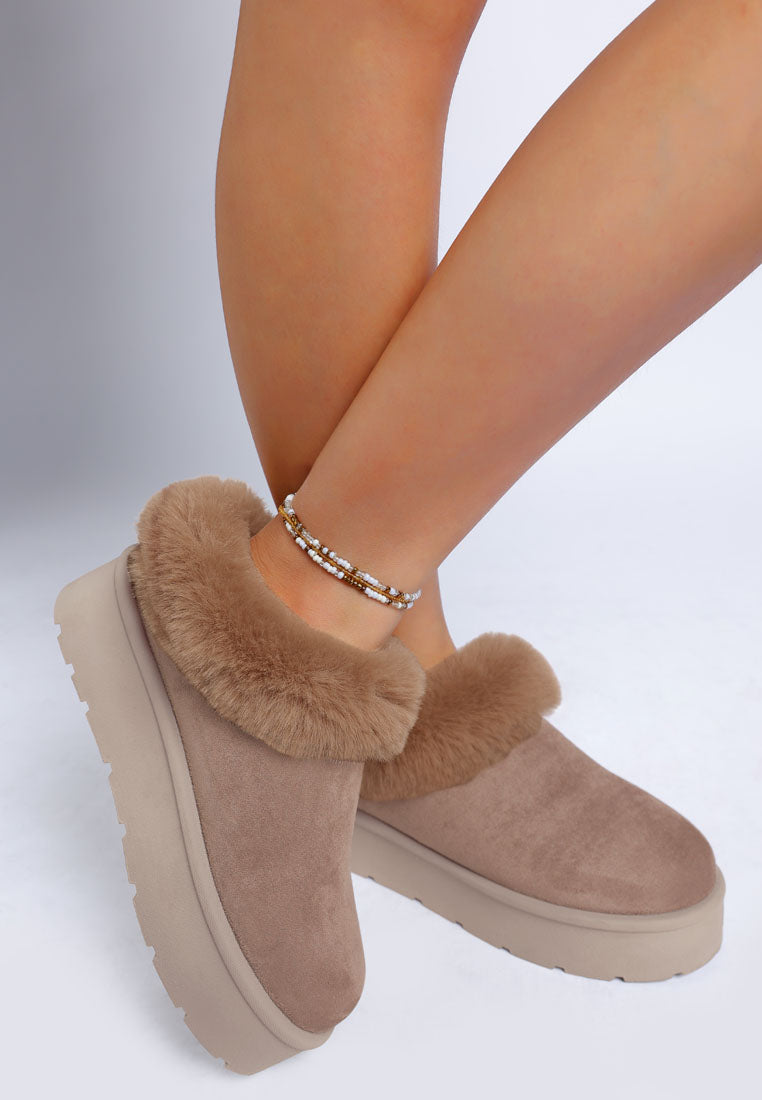 aniso faux fur slip on snow boots#color_taupe