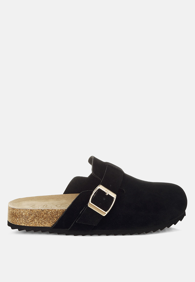 buckle accent slip-on footbed mules by rag#color_black
