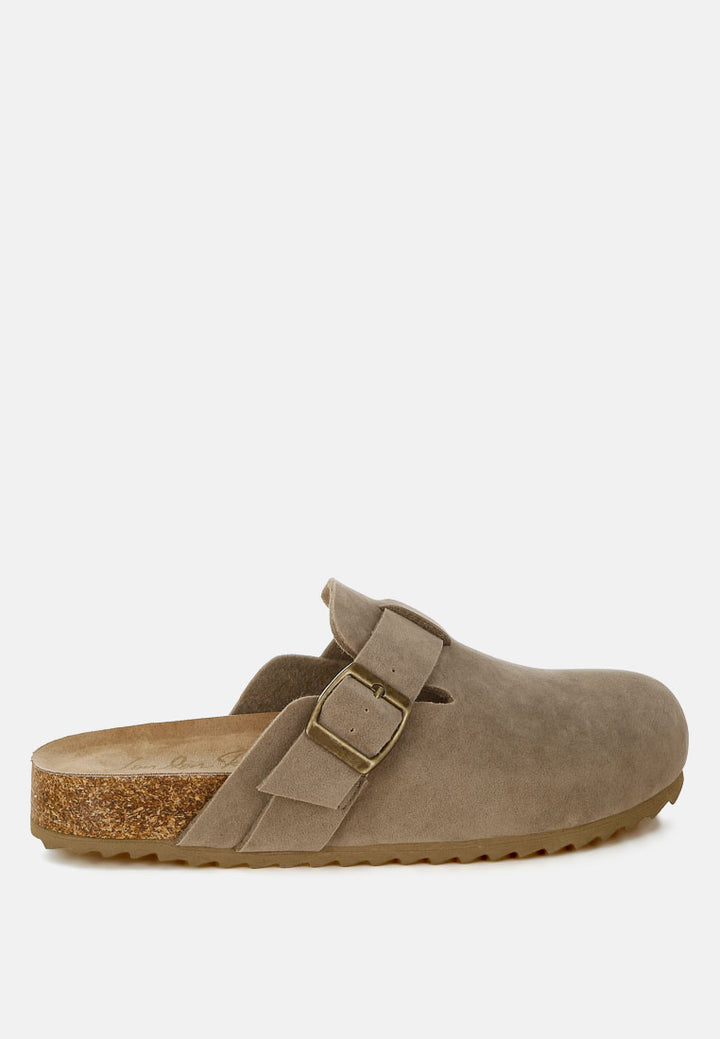 buckle accent slip-on footbed mules by ft#color_taupe