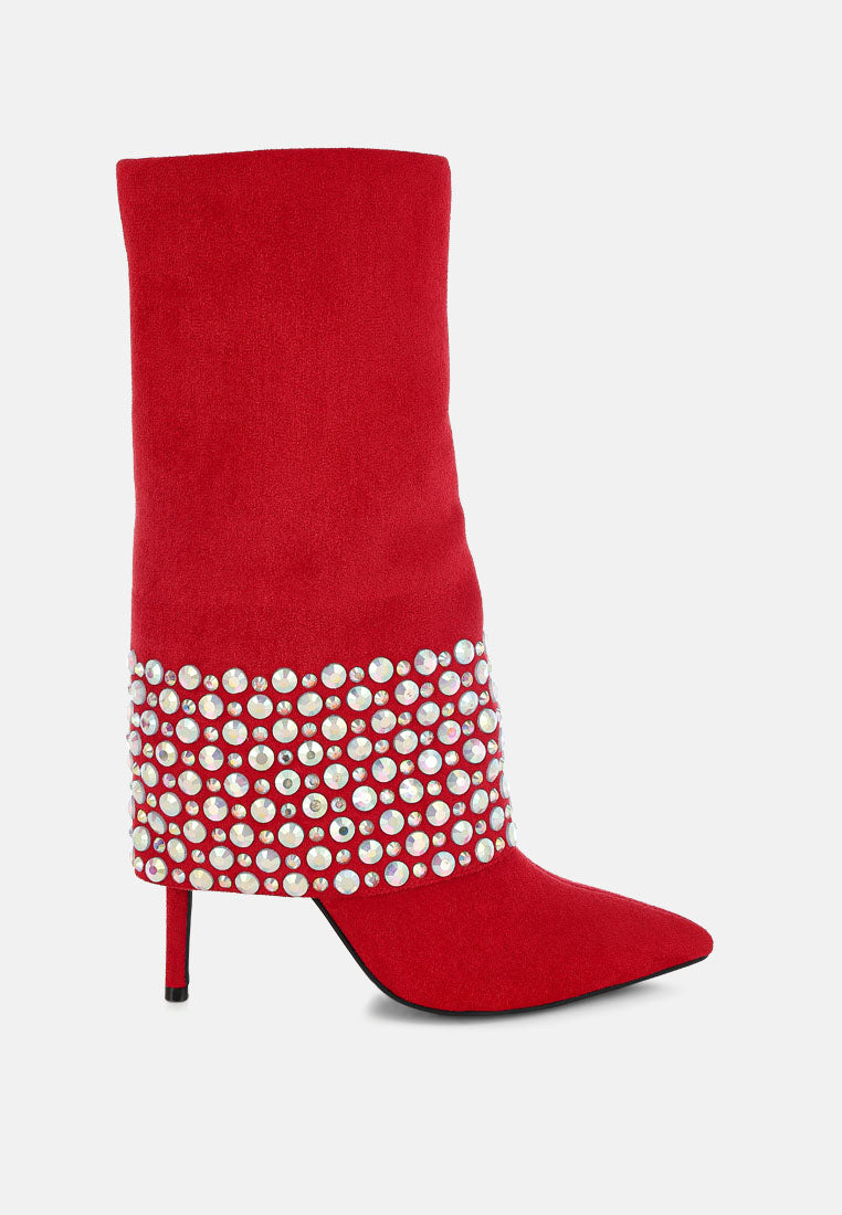 basso party diamante studded stiletto boots#color_red