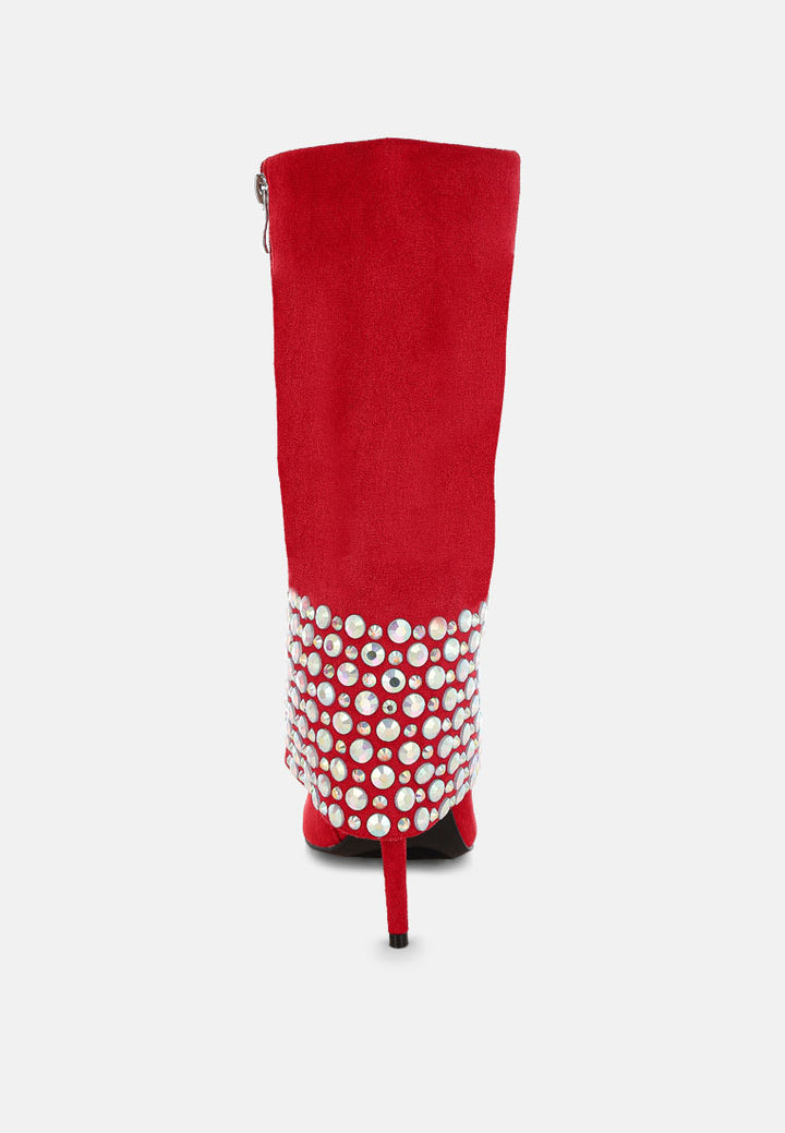 basso party diamante studded stiletto boots#color_red