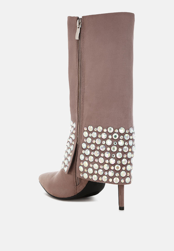 basso party diamante studded stiletto boots#color_taupe