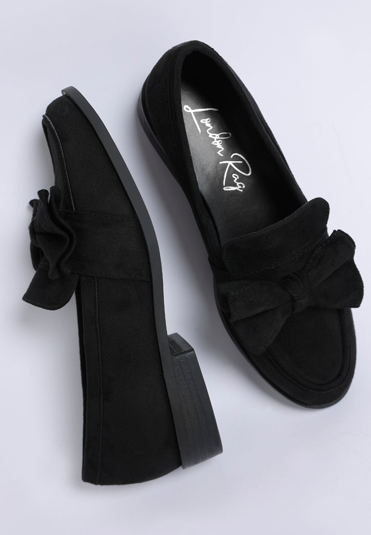havisham bow accent heeled loafers#color_black