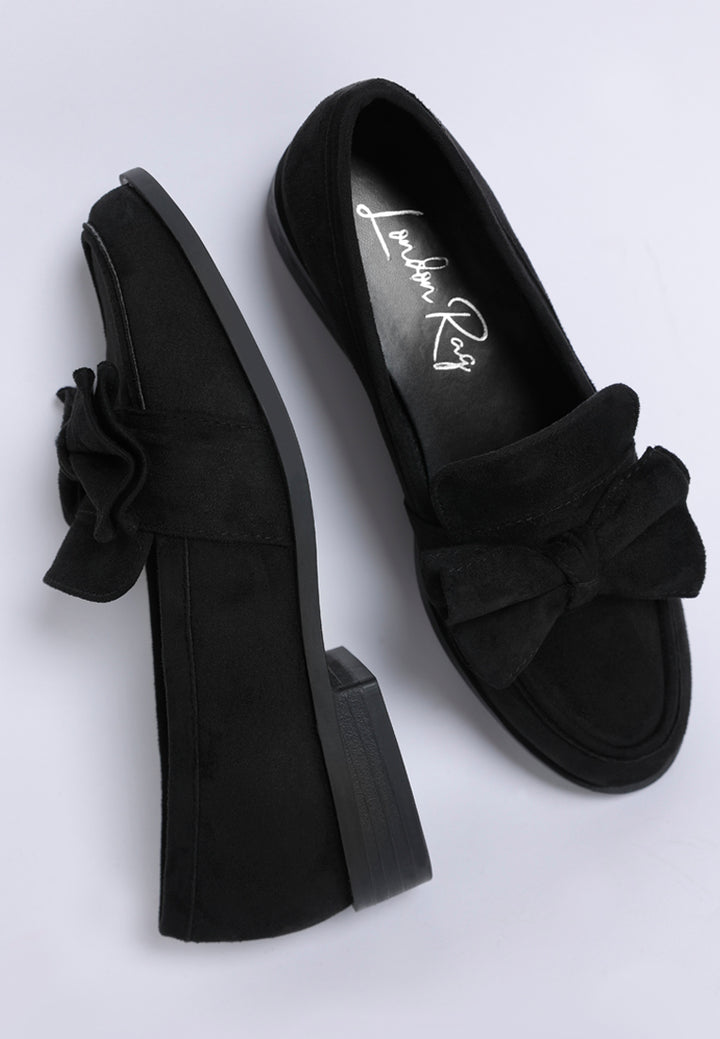 havisham bow accent heeled loafers#color_black