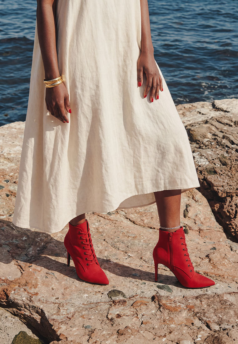 nesta stiletto heel lace up boots#color_red