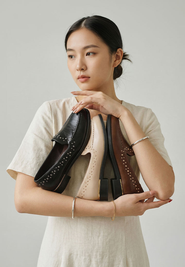 gonia studded faux leather loafers#color_black